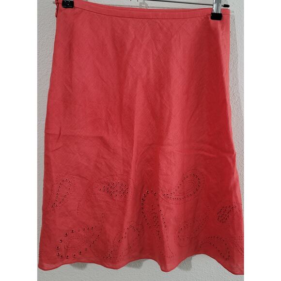 Ann Taylor Burnt Orange A Line Embroidered Skirt 4 Lightweight Flowy Soft Lined - Picture 5 of 5